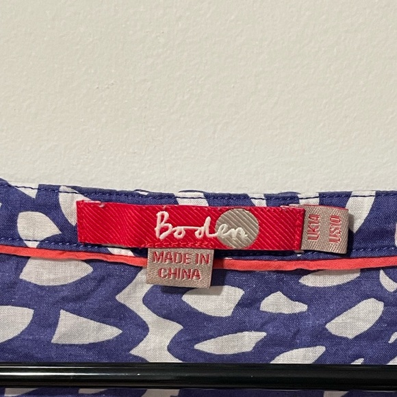 Boden Blue and White Patterned Top Women’s 10, Measures Like a Small - Picture 3 of 7